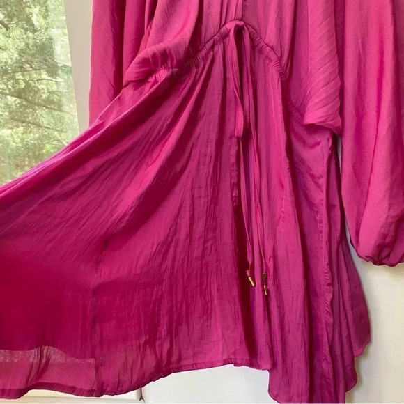 New Free People Arzel Long Sleeve Mini Dress in Magenta Haze Hot Pink XS - Picture 9 of 13